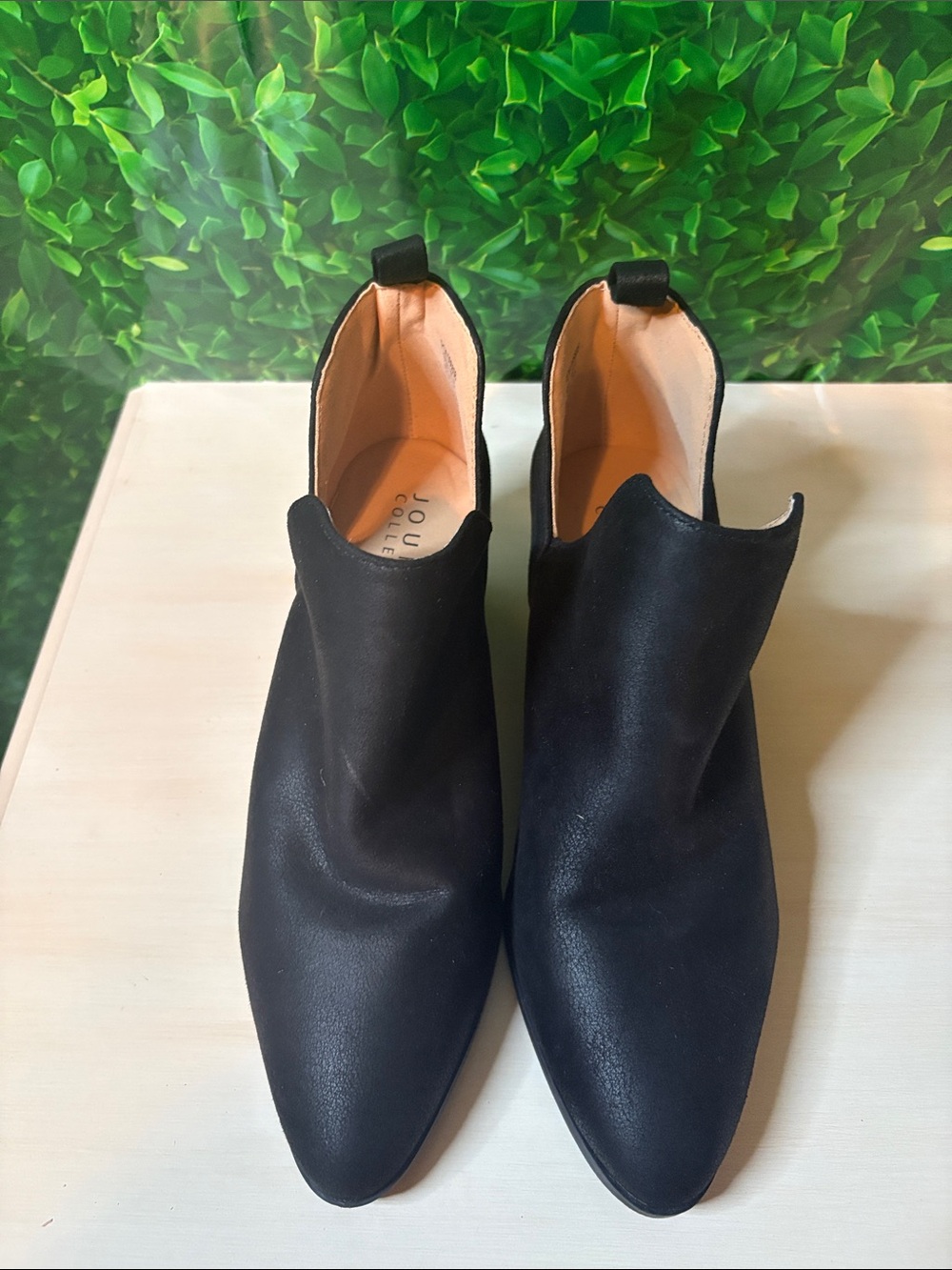 Journee Collection Black Pointed Slip-On Ankle Booties
